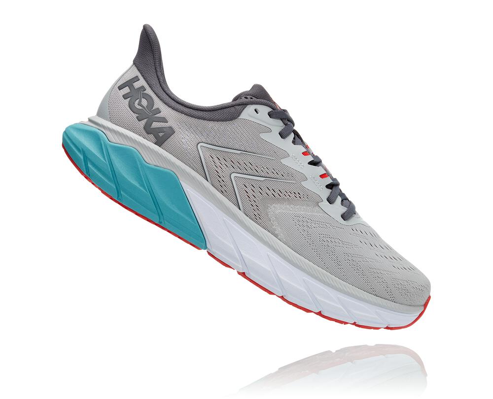 Hoka Arahi 5 Supportive Philippines - Men's Stability Running Shoes Grey / Light Turquoise 93658772