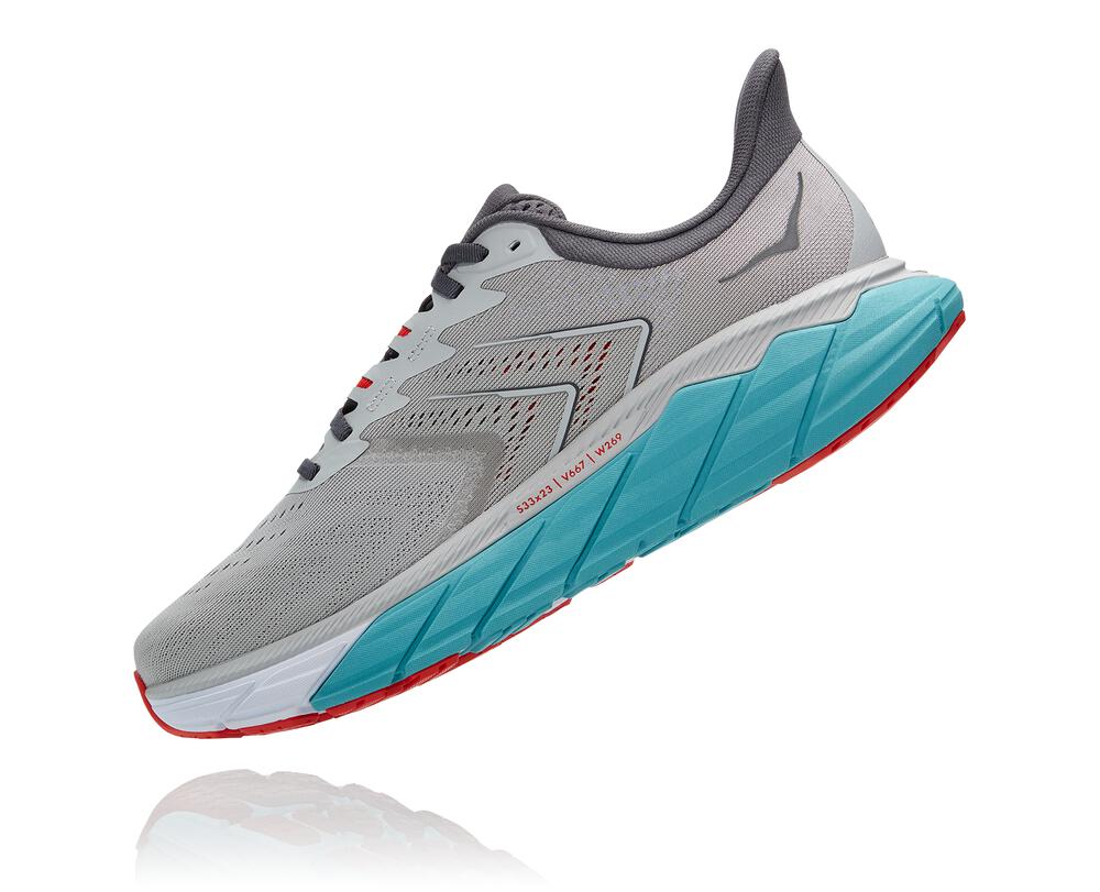 Hoka Arahi 5 Supportive Philippines - Men's Stability Running Shoes Grey / Light Turquoise 93658772