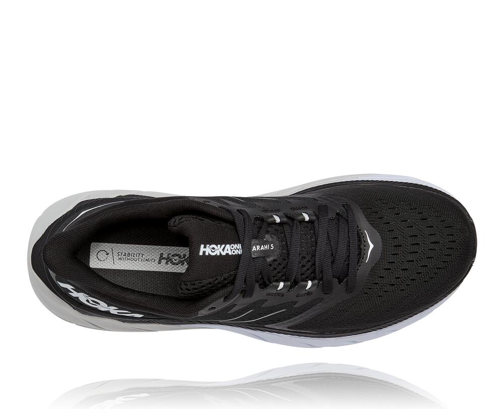 Hoka Arahi 5 Supportive Philippines - Men's Walking Shoes Black / White 89140620