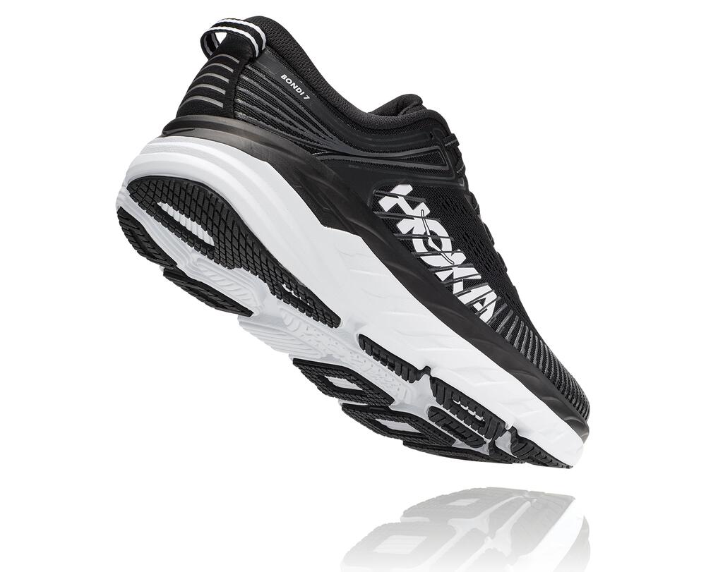 Hoka One One Bondi 7 Philippines - Women's Wide Running Shoes Black / White 21204002
