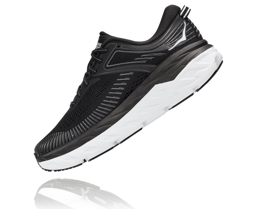 Hoka One One Bondi 7 Philippines - Women's Wide Running Shoes Black / White 21204002