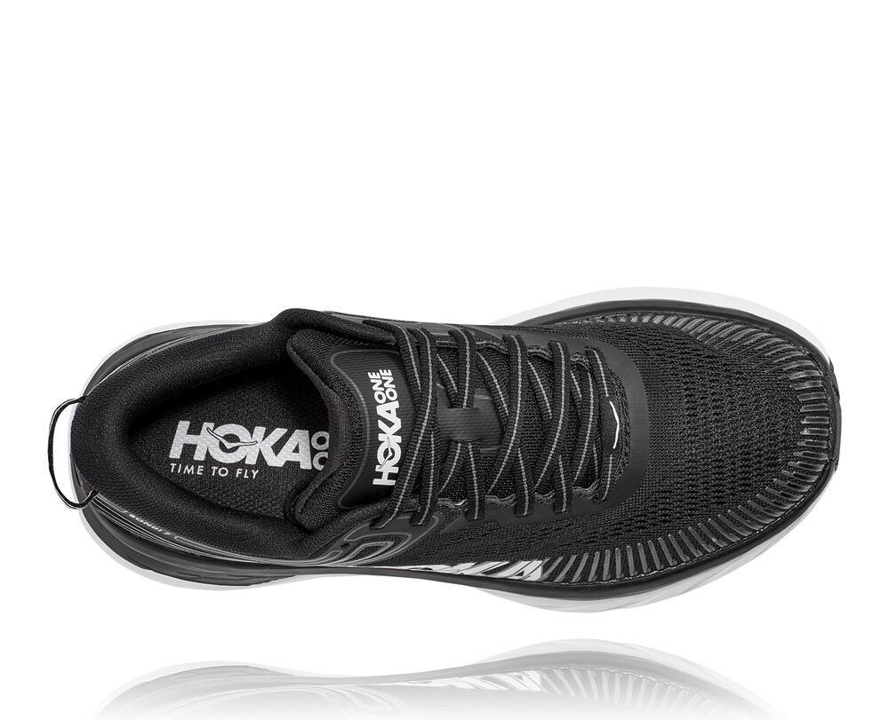 Hoka One One Bondi 7 Philippines - Women's Wide Running Shoes Black / White 21204002