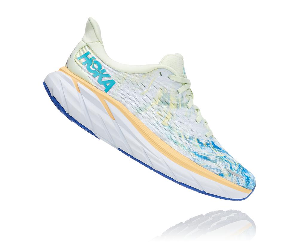 Hoka One One Clifton 8 Philippines - Women's Road Running Shoes White / Light Yellow 06108057