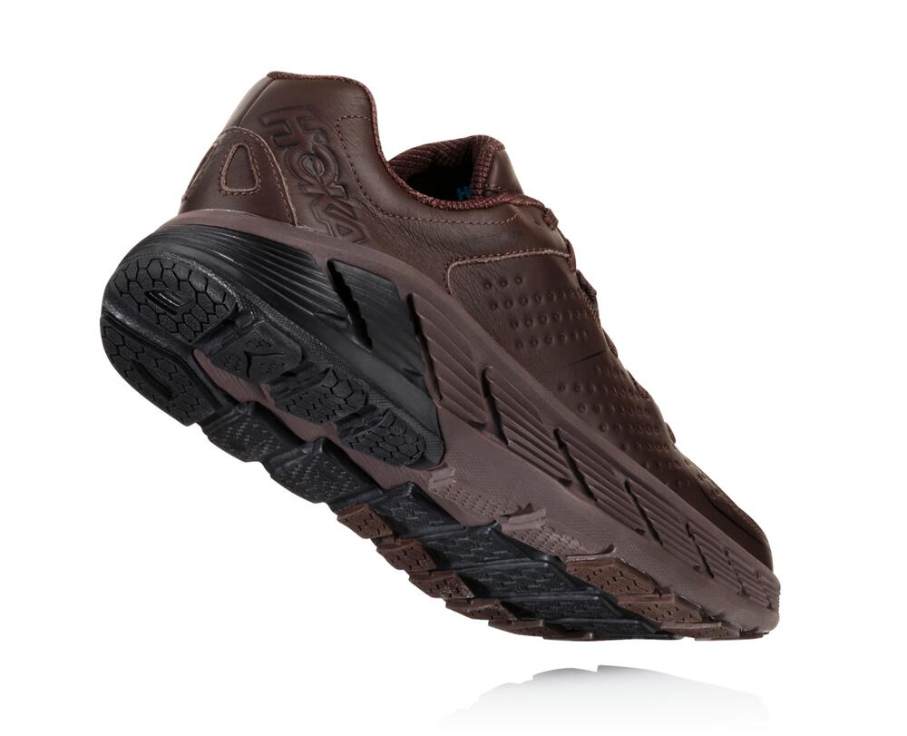 Hoka One One Gaviota Leather Philippines - Men's Stability Running Shoes Coffee / Black 73095396