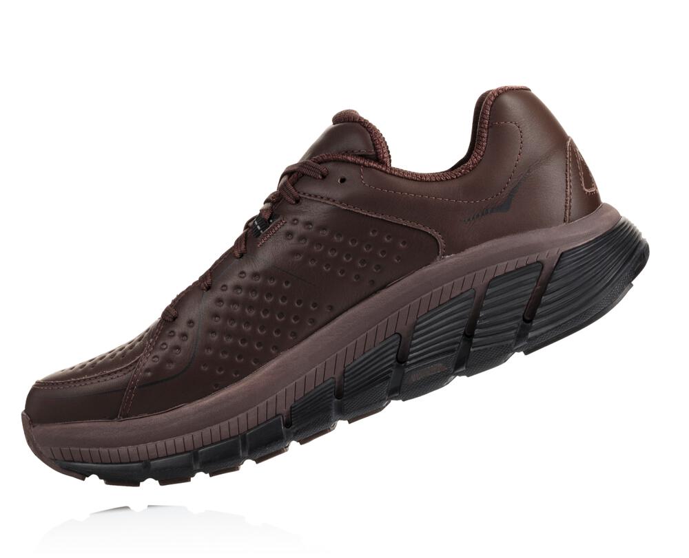 Hoka One One Gaviota Leather Philippines - Men's Stability Running Shoes Coffee / Black 73095396