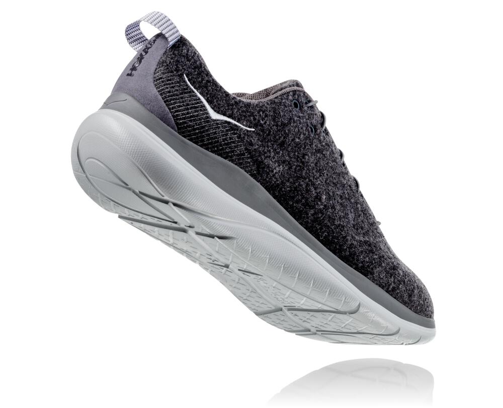 Hoka One One Hupana Flow Wool Philippines - Women's Wide Running Shoes Dark Grey 52879624